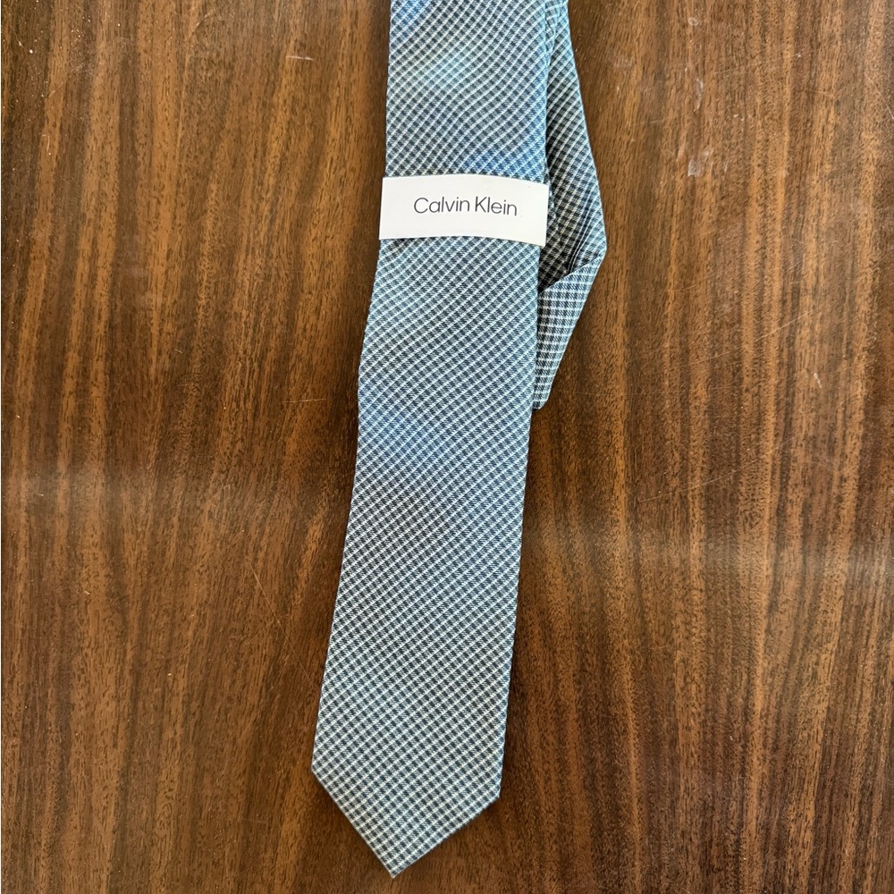Calvin Klein Geometric Patterned Tie in Blue and Gray